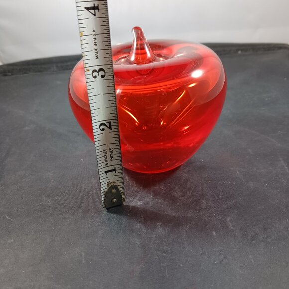 Vintage Blenko Red Glass Apple Paperweight Handblown MCM Decor - Picture 5 of 6